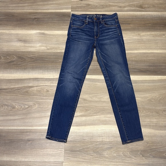 🏴 American Eagle Outfitters Blue high rise jegging crop size 4 - Picture 4 of 12